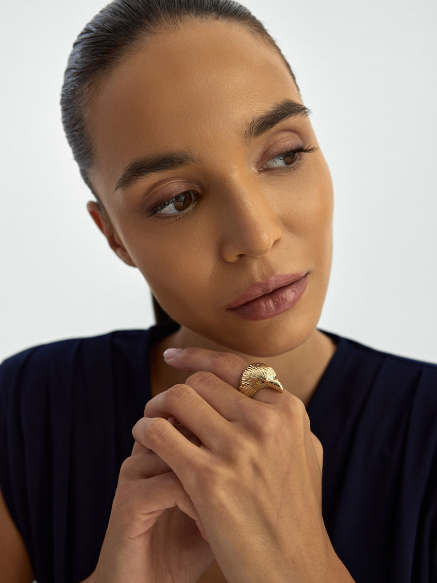 Kartal Head Ring in 14K Gold