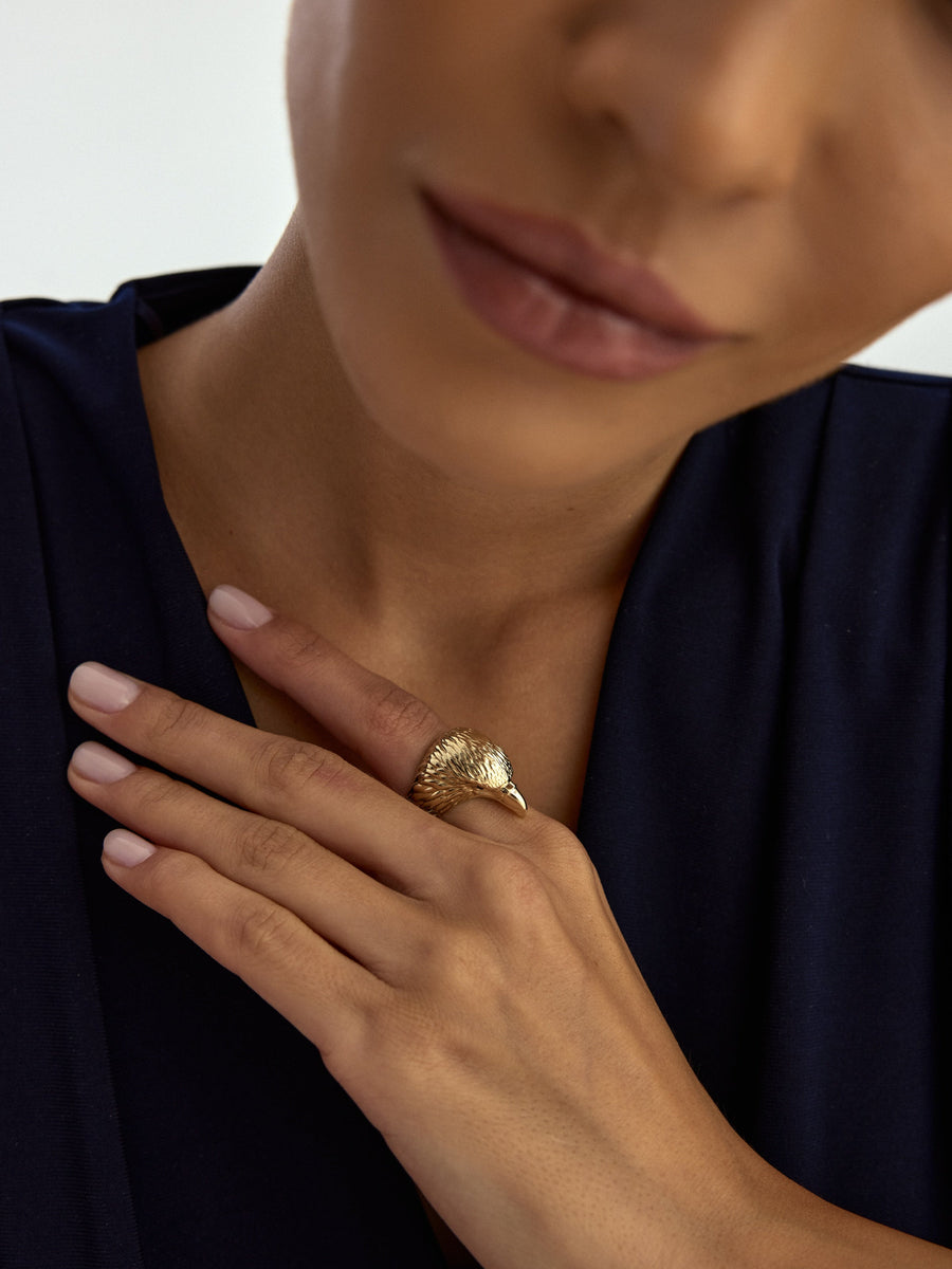 Kartal Head Ring in 14K Gold