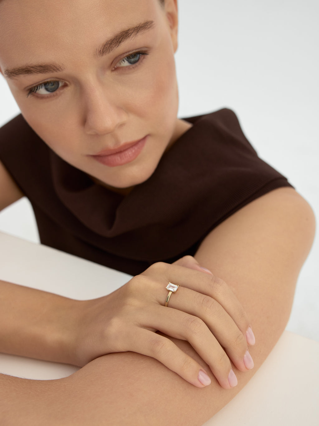 Baguette Cut Stone Ring in 14K Gold