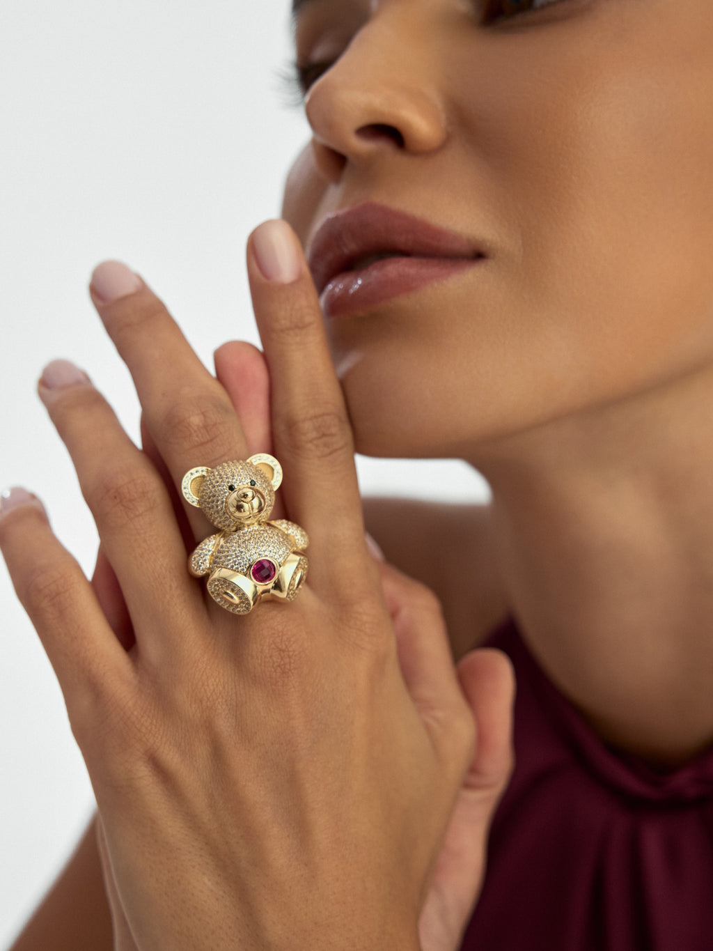 Teddy Bear Stone Ring in 14K Gold