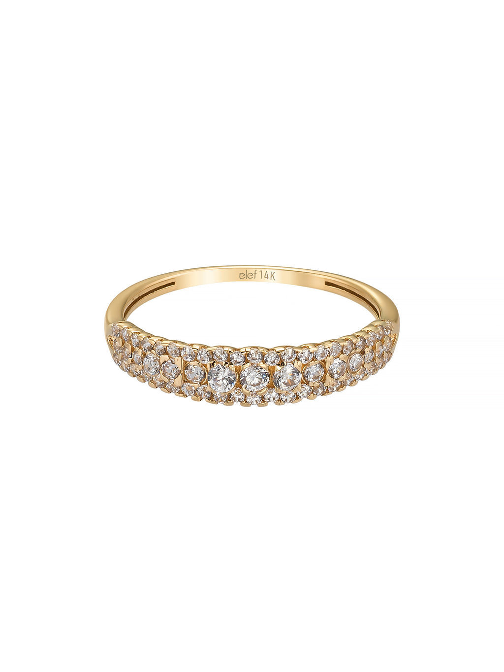 Three Row Zircon Stone Classic Ring in 14K Gold