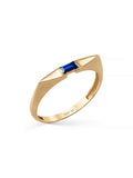 Sapphire-Inspired Baguette Stone Minimal Ring in 14K Gold