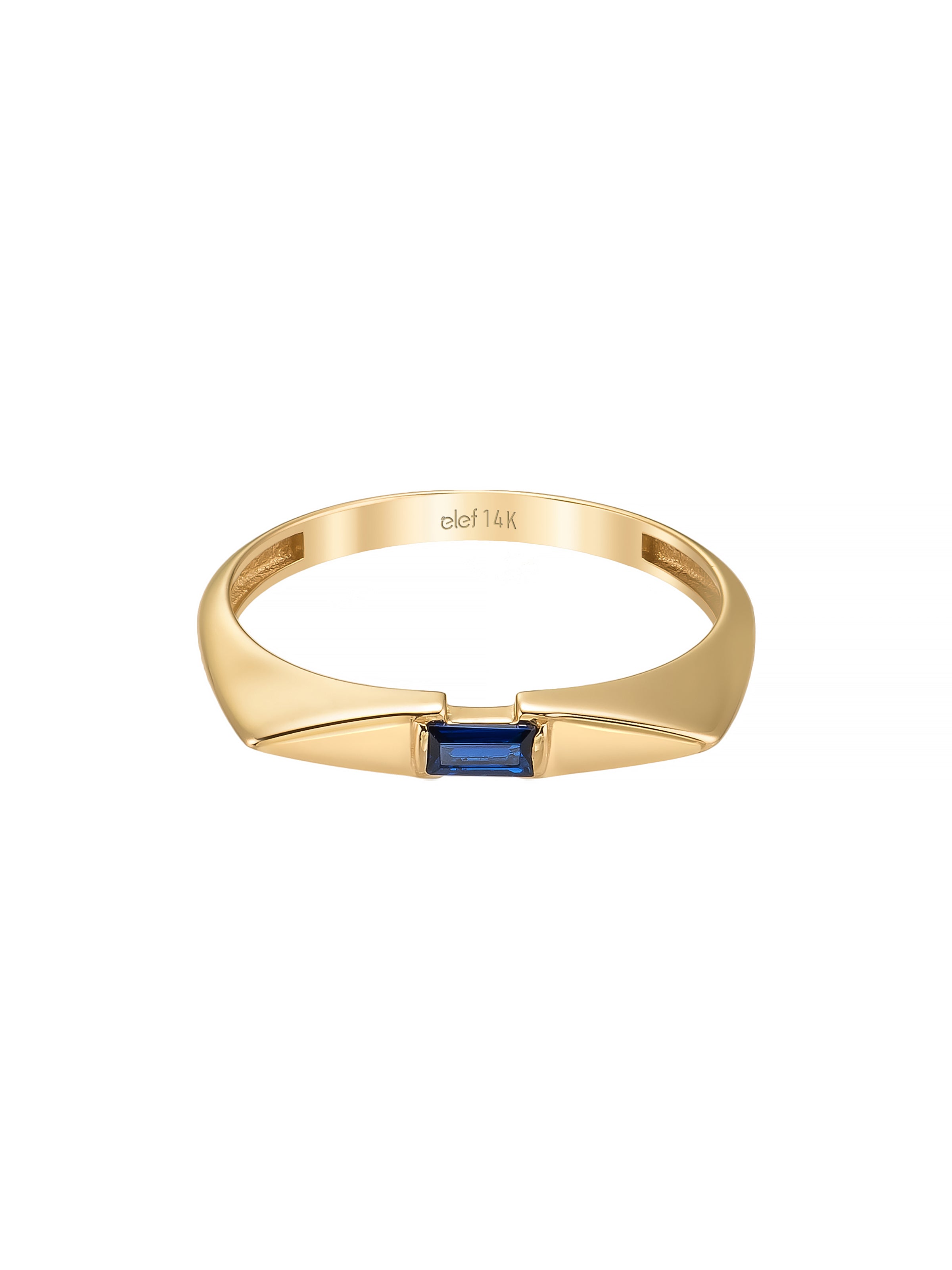 Sapphire-Inspired Baguette Stone Minimal Ring in 14K Gold