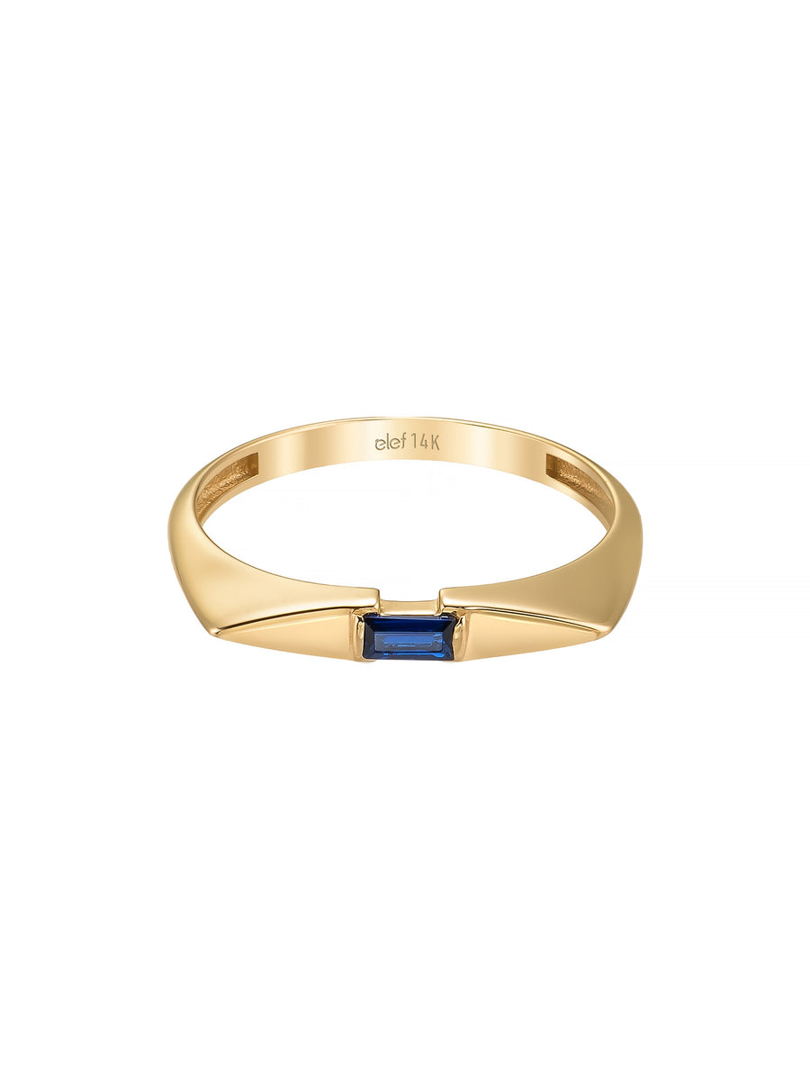 Sapphire-Inspired Baguette Stone Minimal Ring in 14K Gold