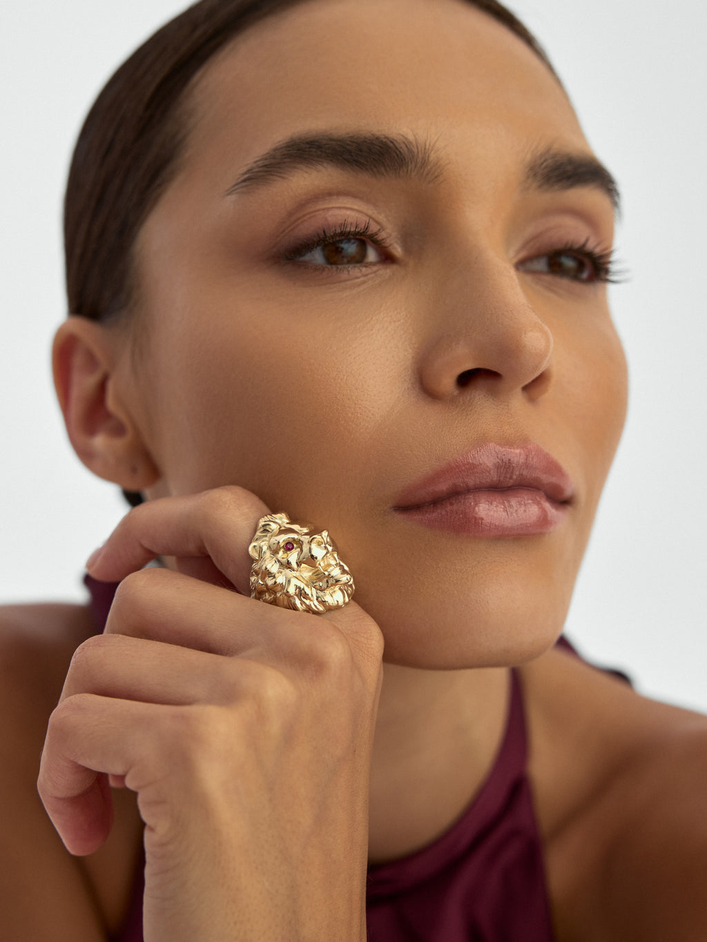 Lion Sculptural Ring in 14K Gold