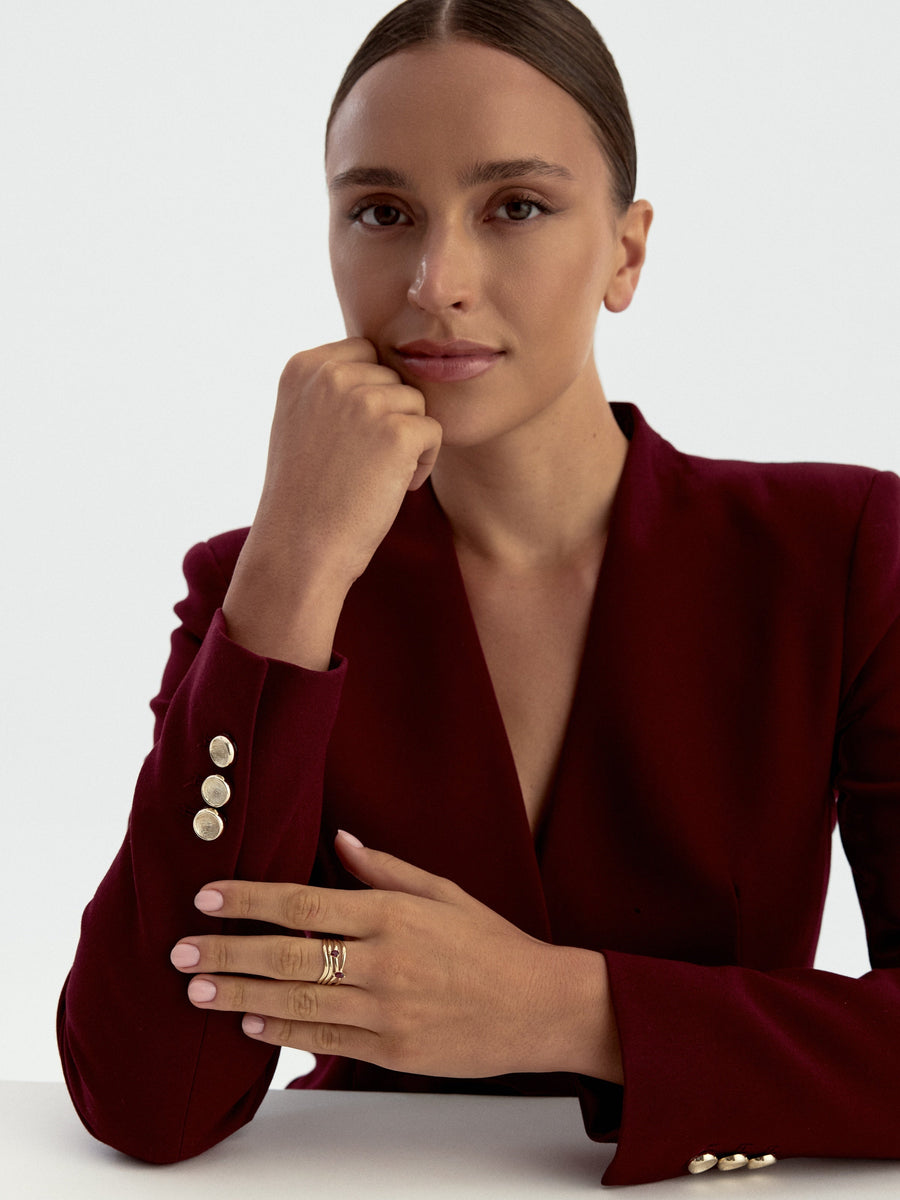 Drop Stone & Marquise Cut Ring in 14K Gold