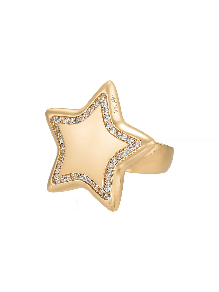 Star Form Stone-Set Ring in 14K Gold