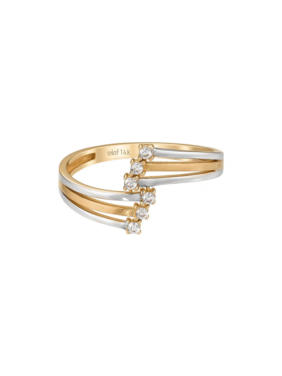 Linear Trio Stone Ring in 14K Gold