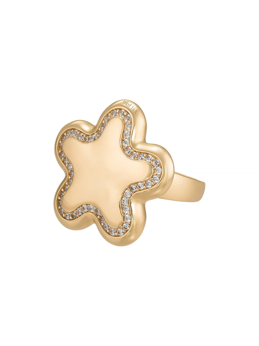 Star Form Stone-Set Ring in 14K Gold