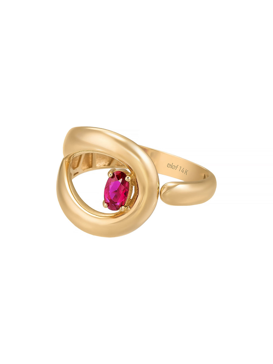 Oval Garnet Stone Ring in 14K Gold
