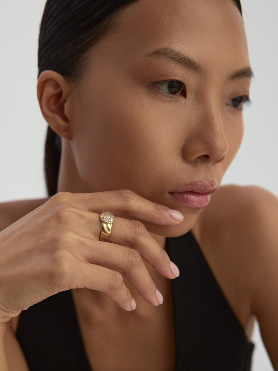 Round Diamond-Inspired Ring in 14K Gold