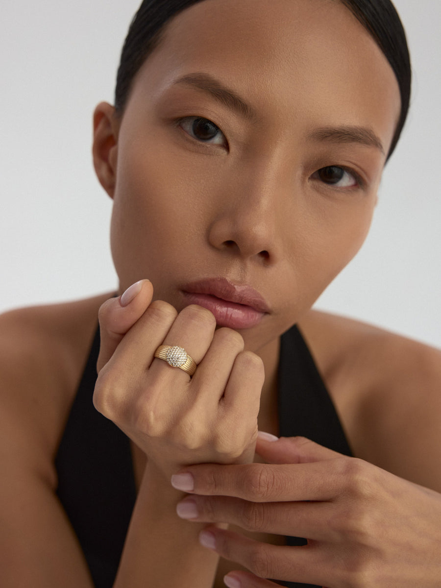 Round Diamond-Inspired Ring in 14K Gold