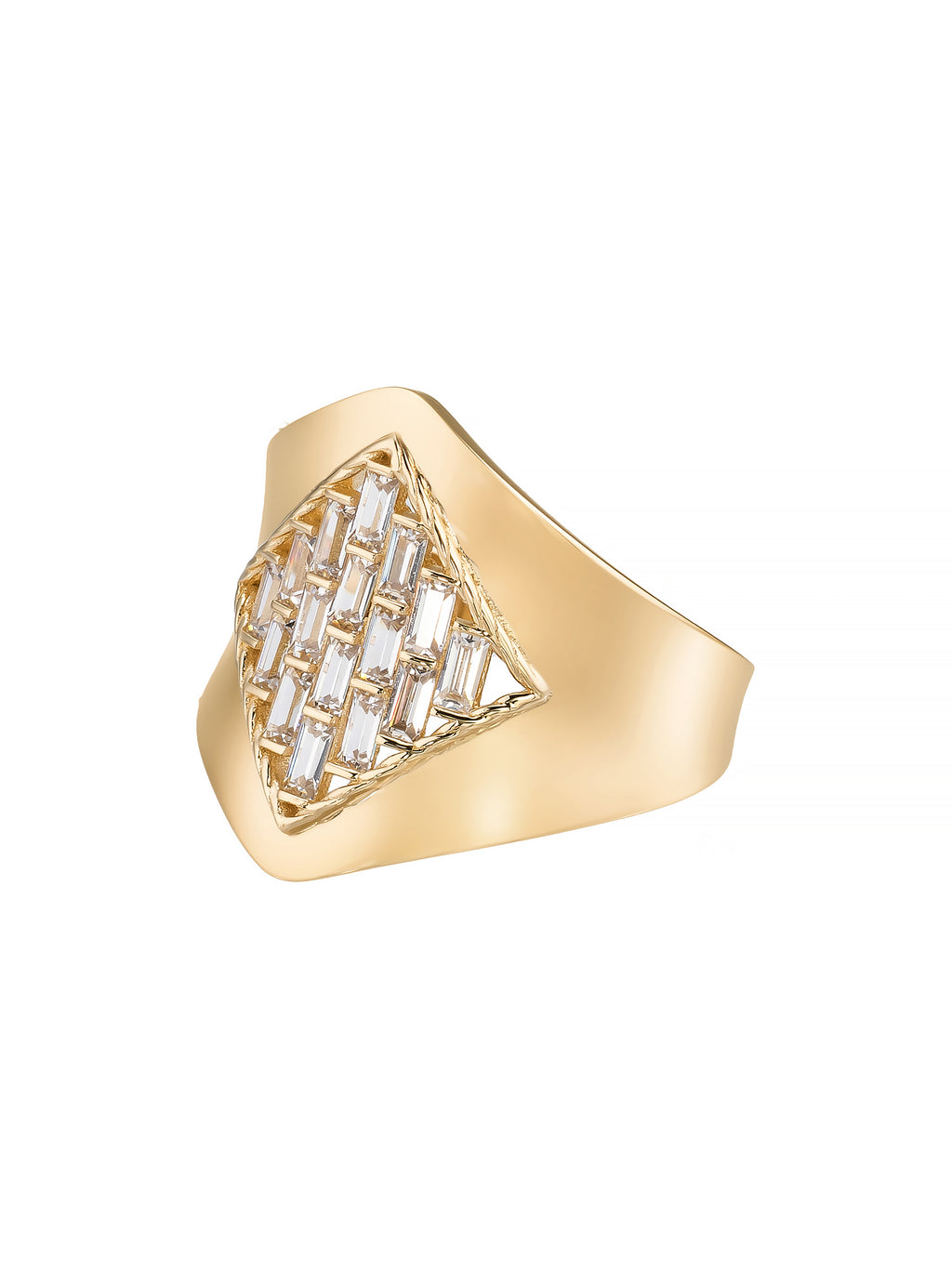 Baguette Stone Geometric Ring in 14K Gold