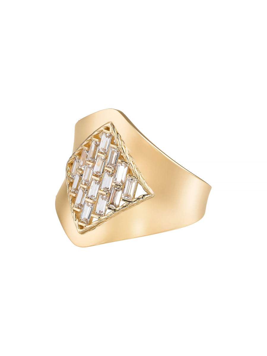 Baguette Stone Geometric Ring in 14K Gold