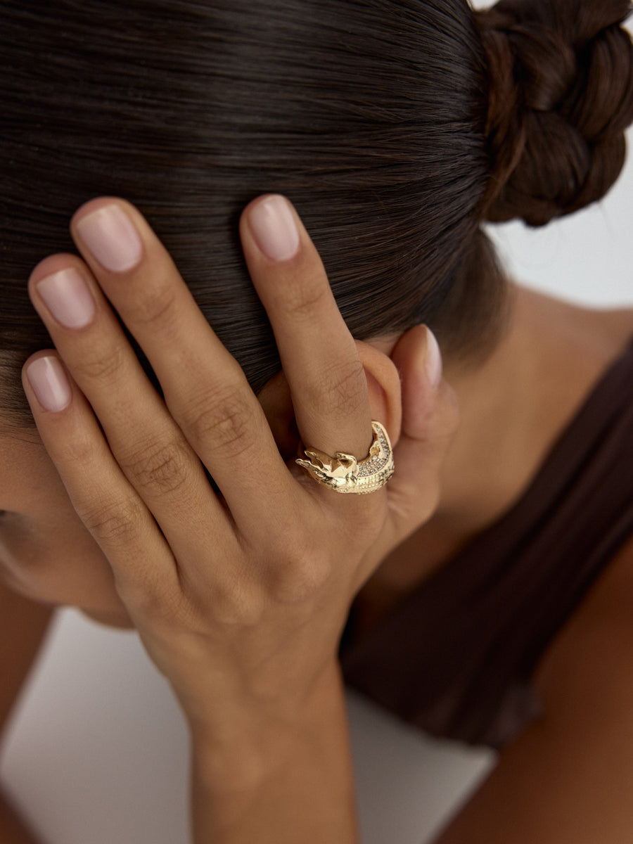 Crocodile Ring in 14K Gold