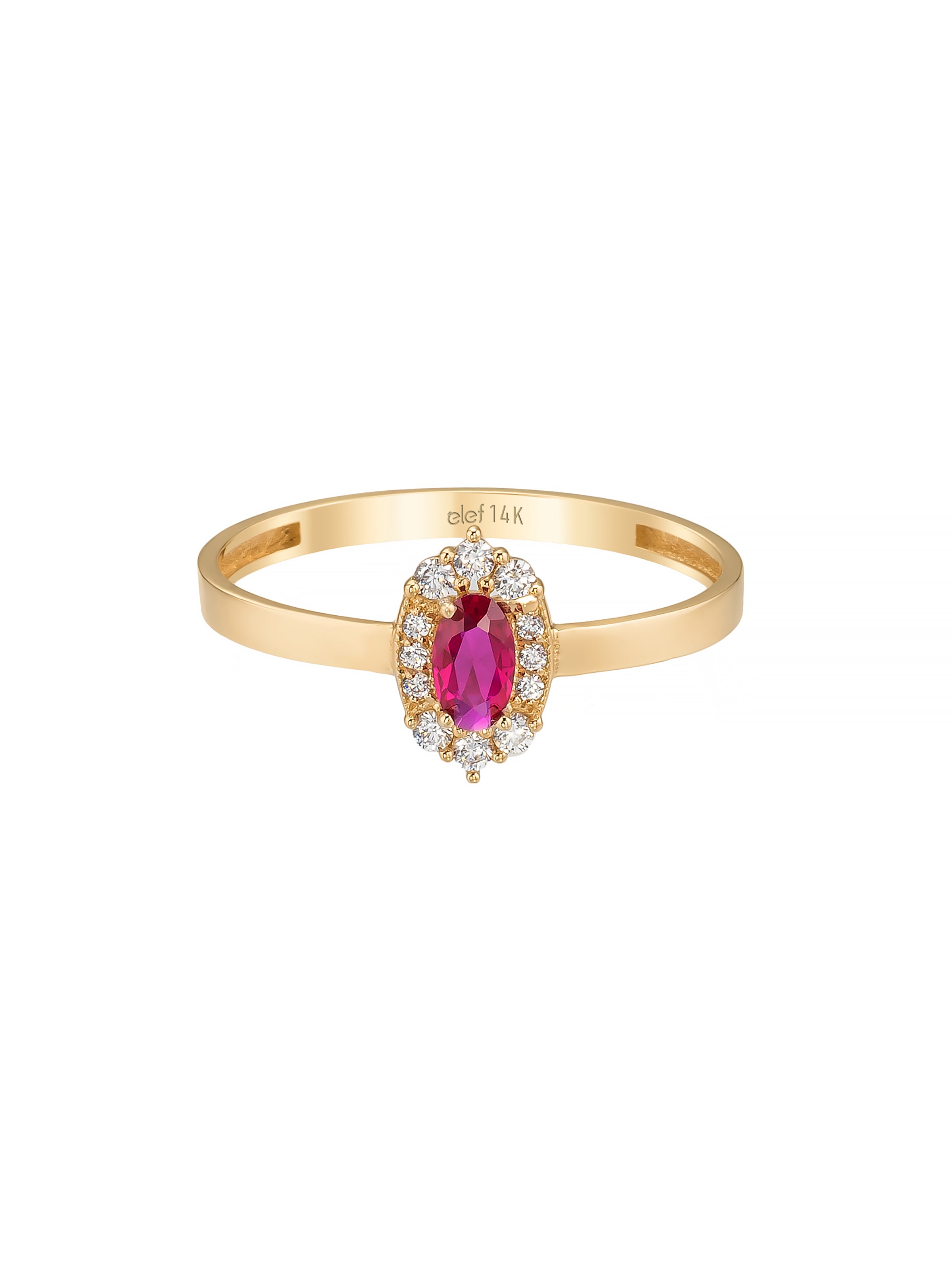 Oval Ruby-Inspired Stone Vintage Ring in 14K Gold