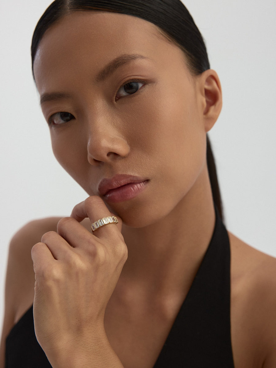 Baguette Stone-Set Ring in 14K Gold