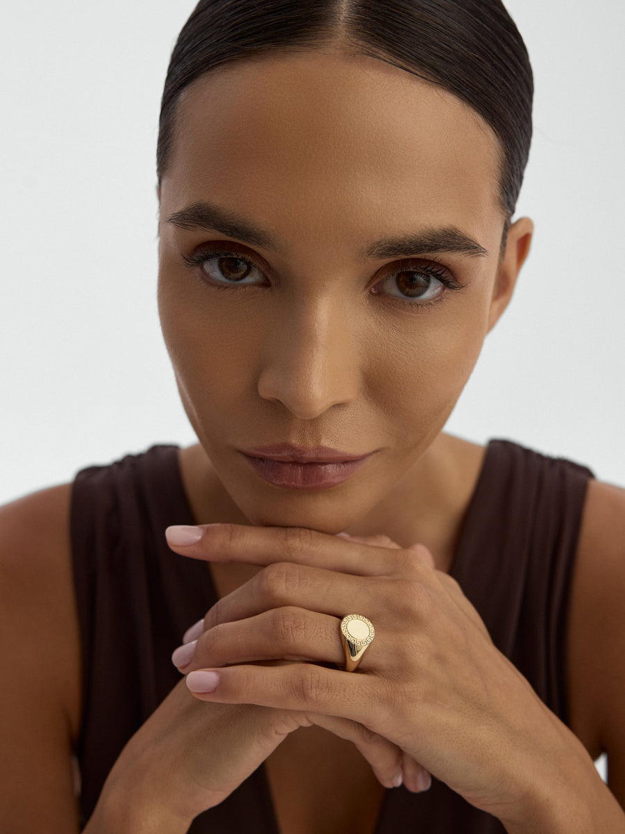 Greek Patterned Classic Ring in 14K Gold