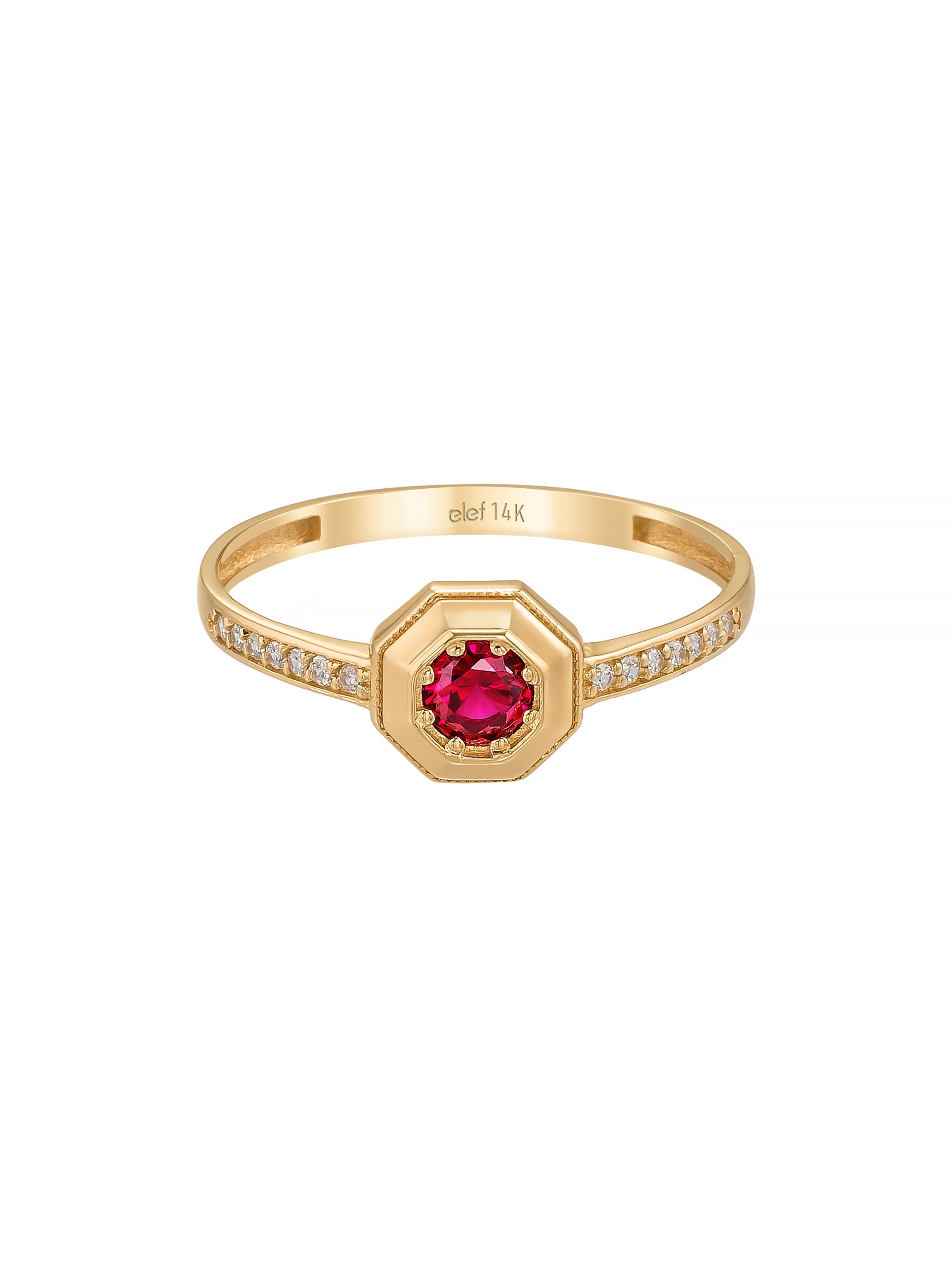 Sekizgen Ruby-Inspired Stone Vintage Ring in 14K Gold