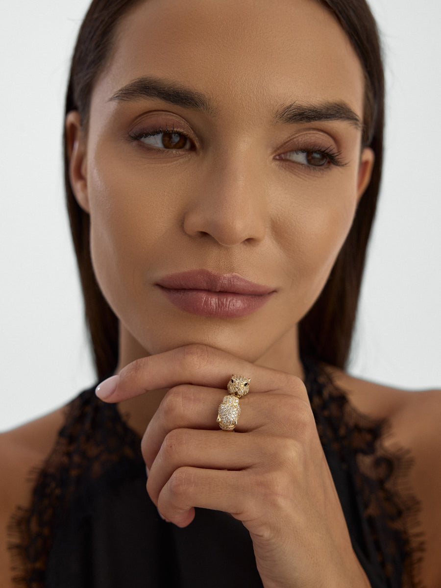 Panther Stone Ring in 14K Gold