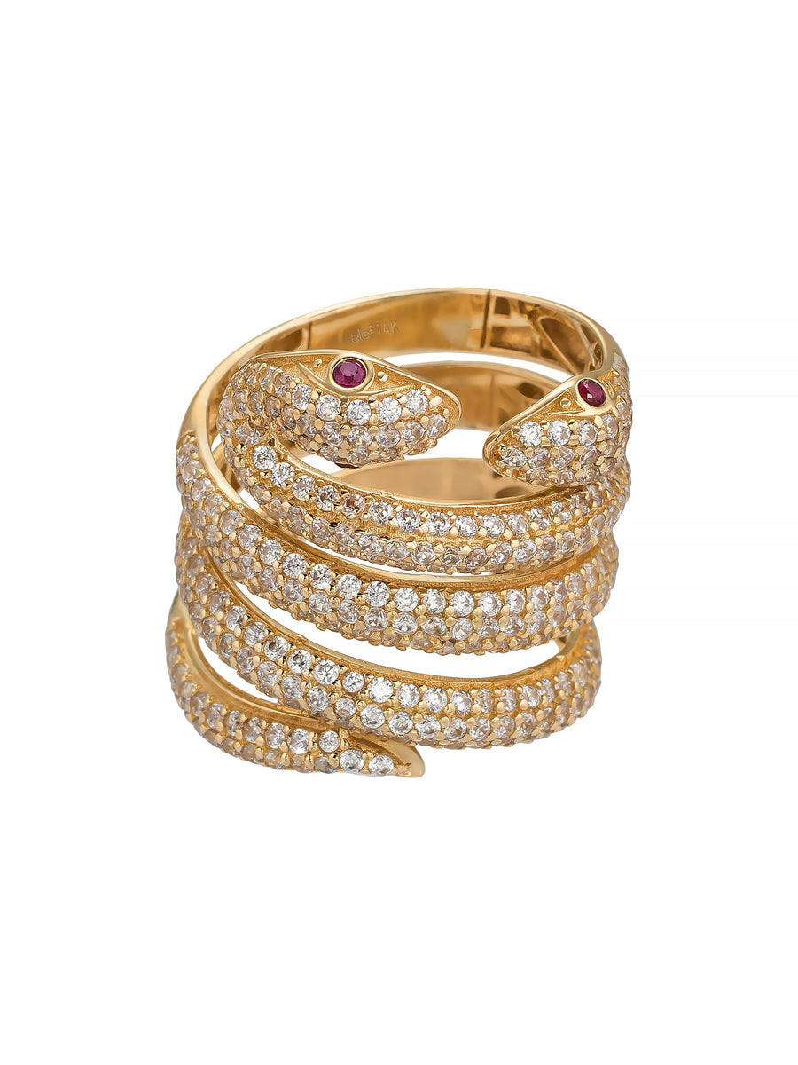 Snake Diamond-Inspired Ring in 14K Gold