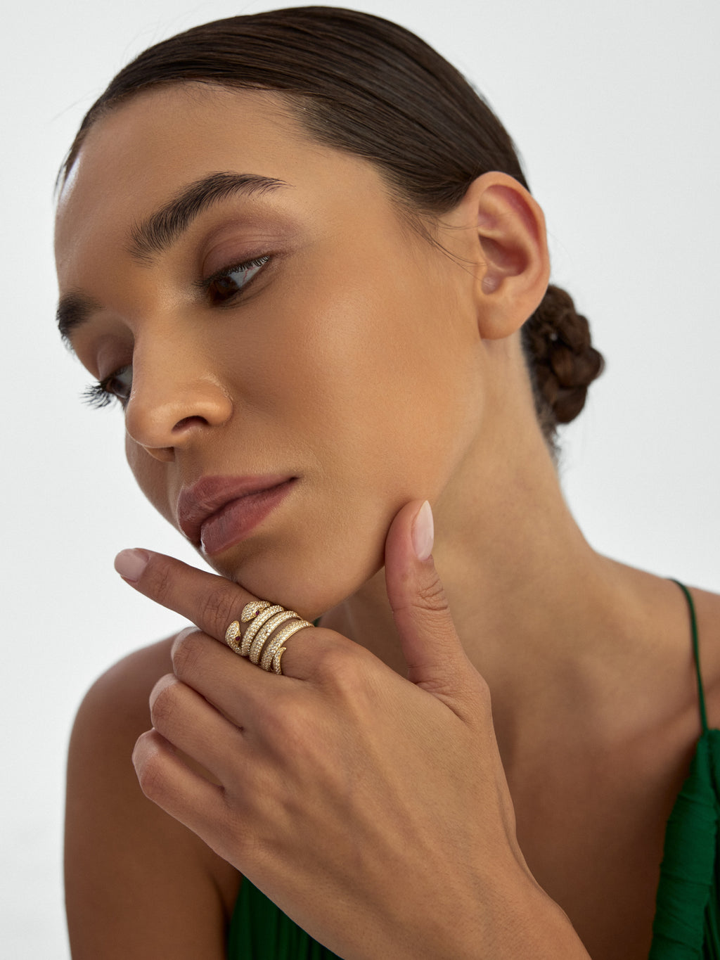 Snake Diamond-Inspired Ring in 14K Gold
