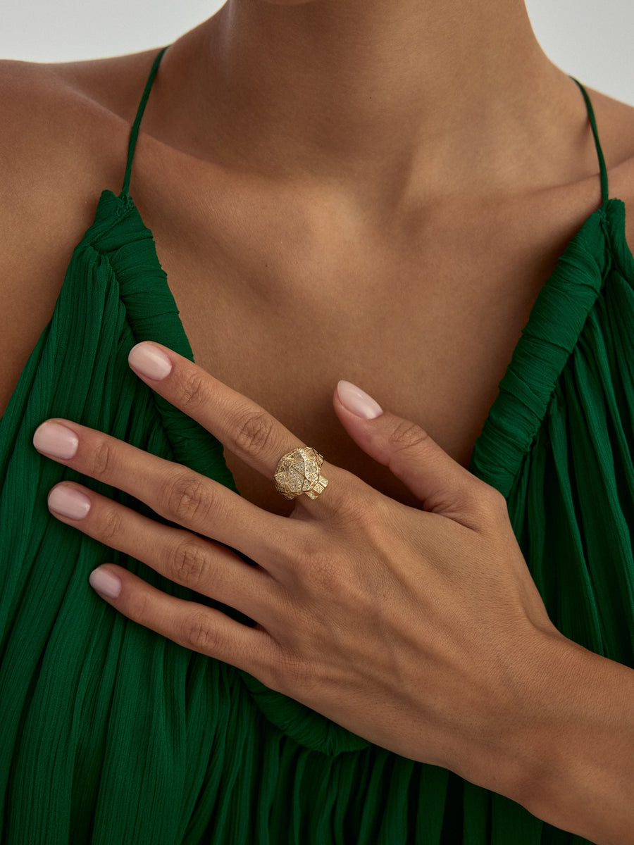 Panther Geometric Ring in 14K Gold