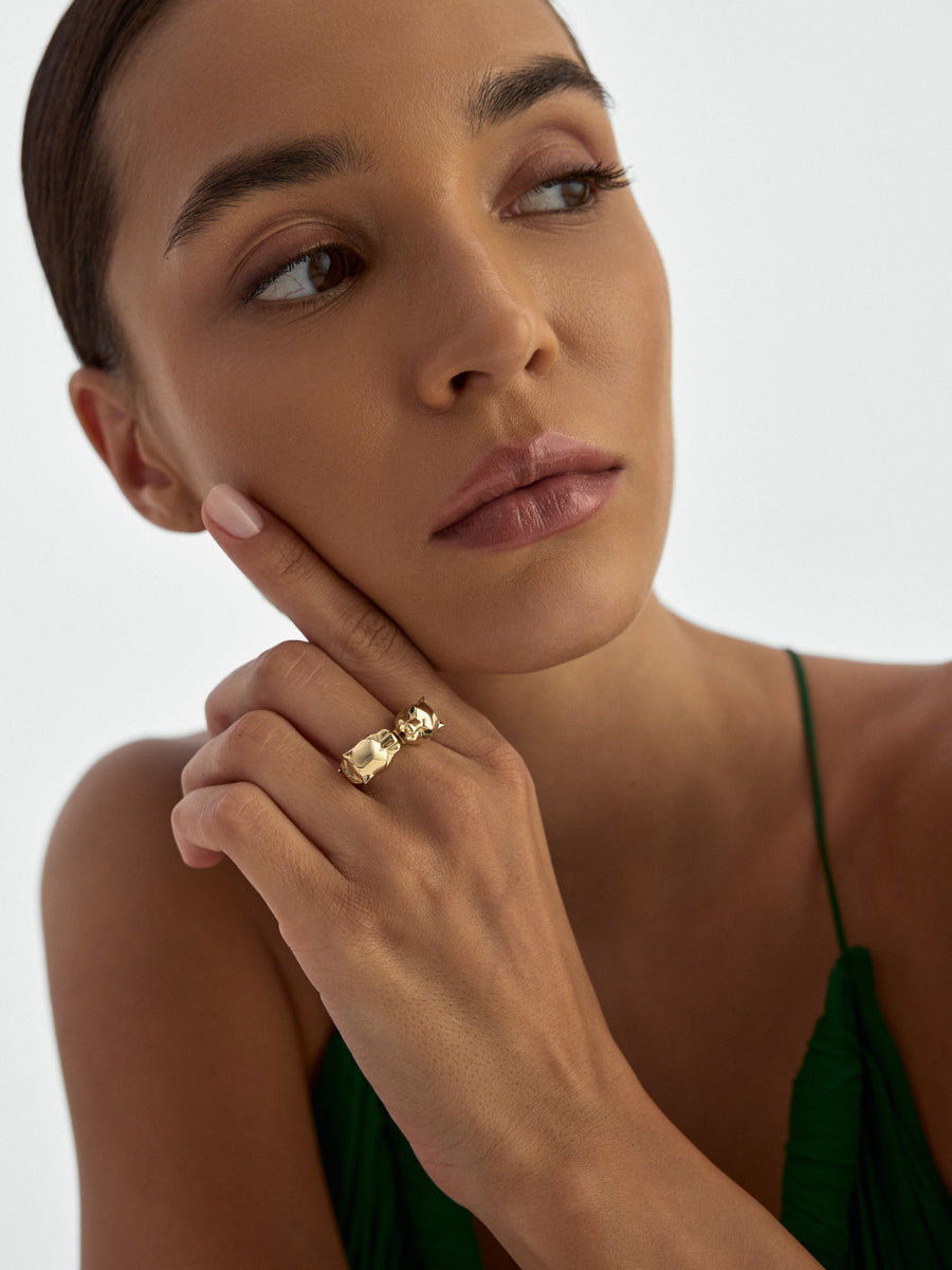 Panther Head Vintage Ring in 14K Gold