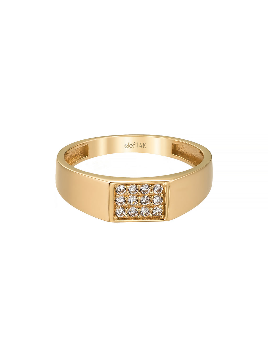 Diamond-Inspired Disc Stone Ring in 14K Gold
