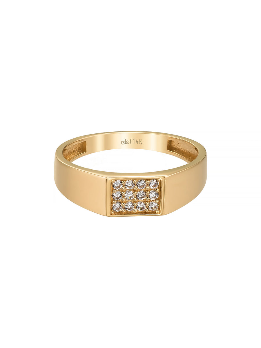 Diamond-Inspired Disc Stone Ring in 14K Gold