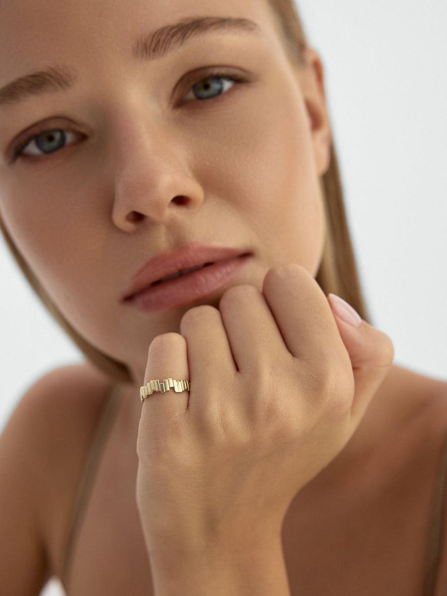 Geometric Doku Ring in 14K Gold