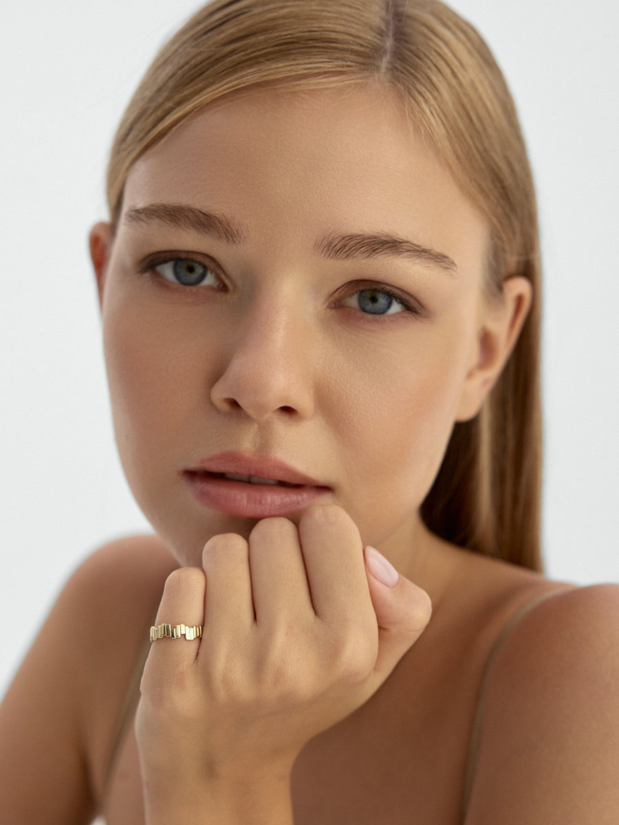 Geometric Doku Ring in 14K Gold