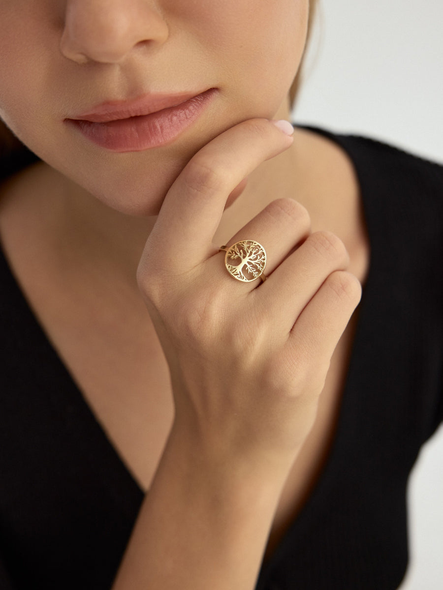 Tree Of Life Motif Ring in 14K Gold