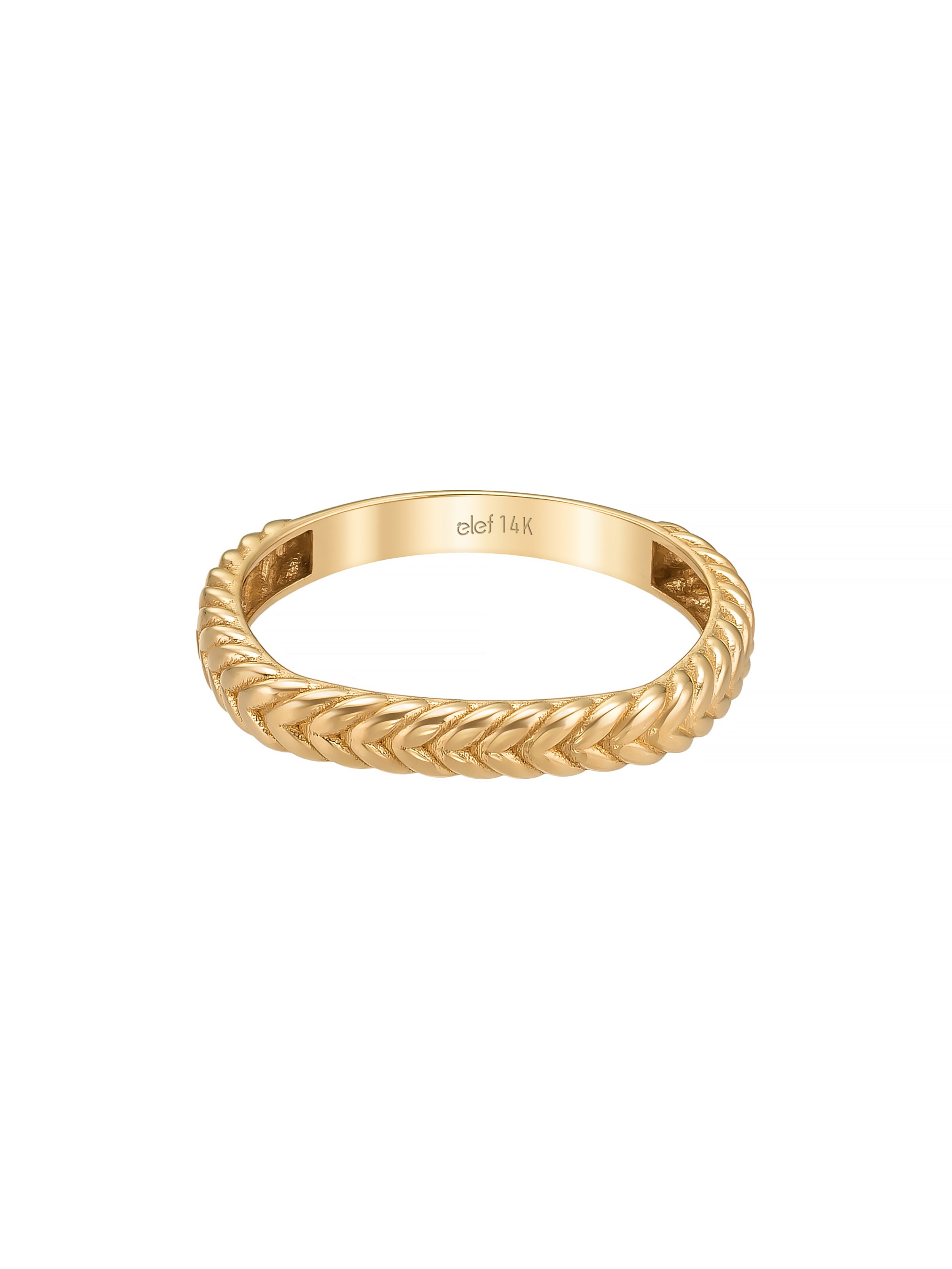 Herringbone Patterned Minimal Ring in 14K Gold
