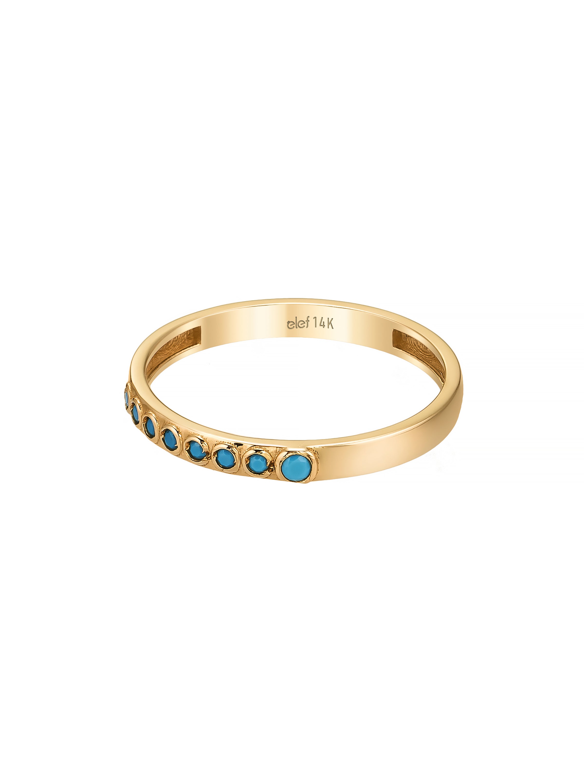 Turquoise Row Minimal Ring in 14K Gold