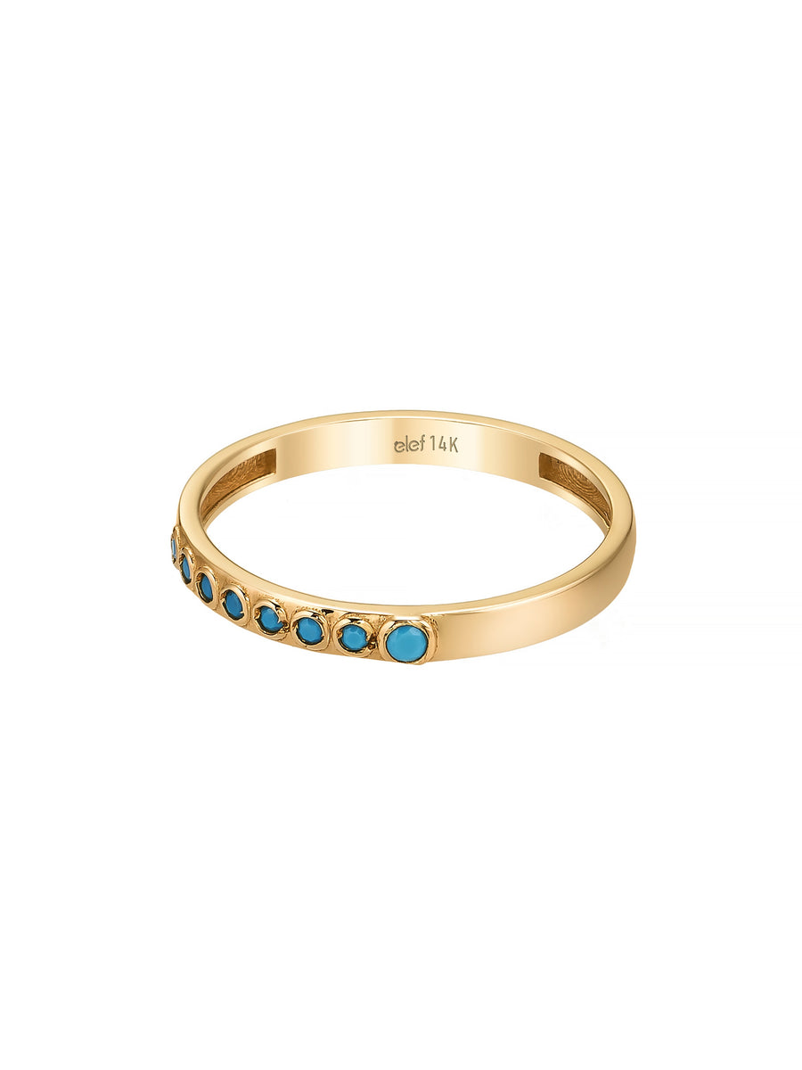 Turquoise Row Minimal Ring in 14K Gold