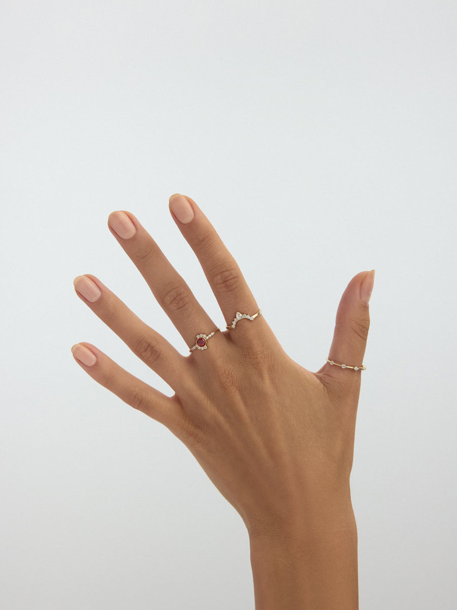 Round Ruby-Inspired Stone Ring in 14K Gold