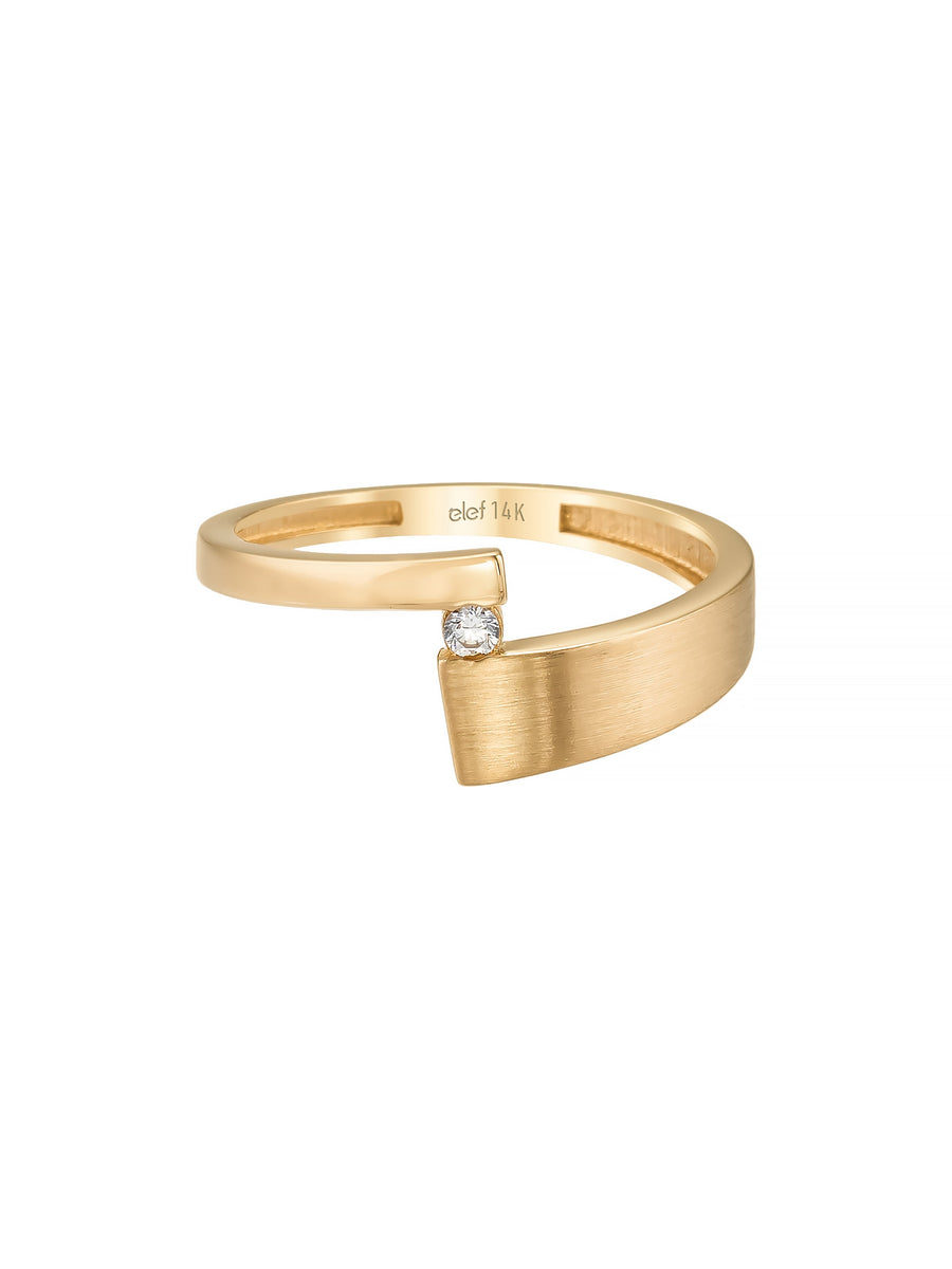 Solitaire Sculptural Ring in 14K Gold