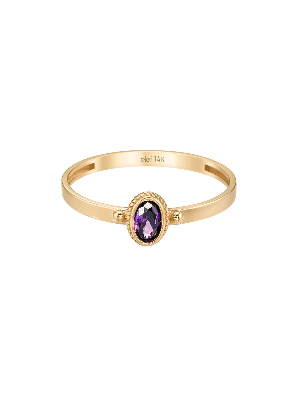 Oval Cut Purple Stone Minimal Ring in 14K Gold