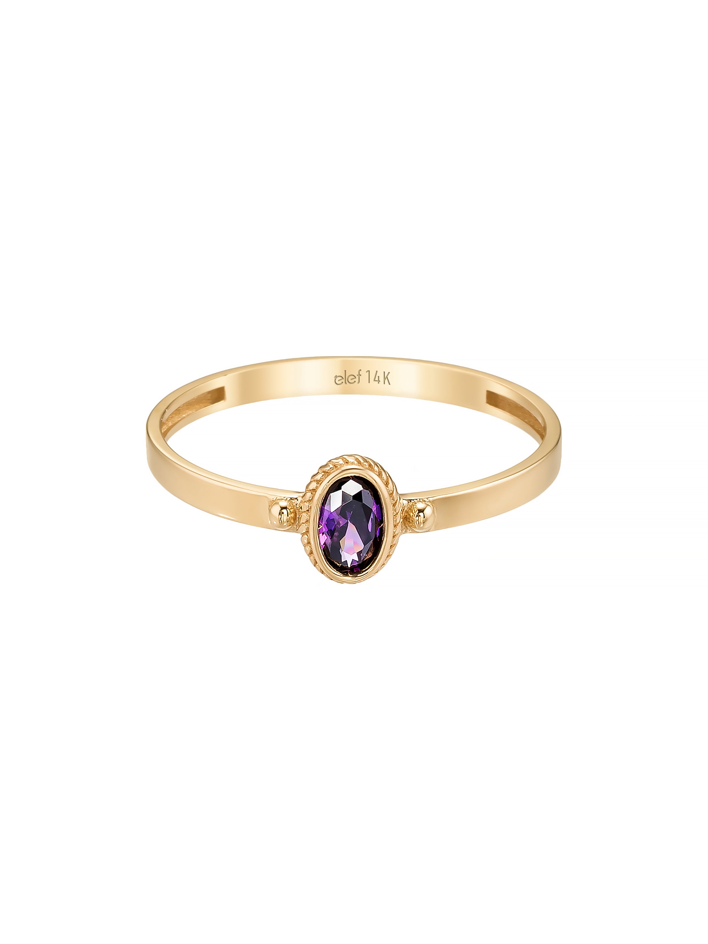 Oval Cut Purple Stone Minimal Ring in 14K Gold