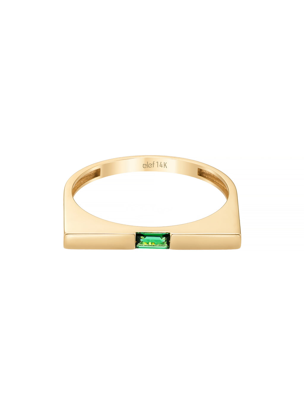 Baguette Green Stone Geometric Ring in 14K Gold