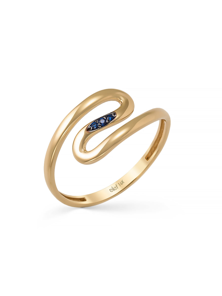 Mother of Pearl Form Sapphire-Inspired Stone Ring in 14K Gold