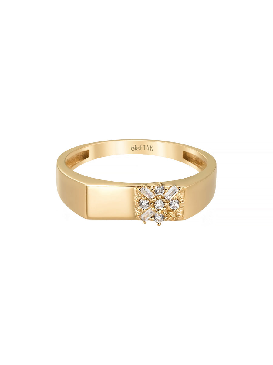 Kar Tanesi Motif Ring in 14K Gold