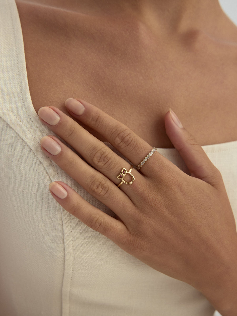 Baguette Stone Modern Eternity Ring in 14K Gold