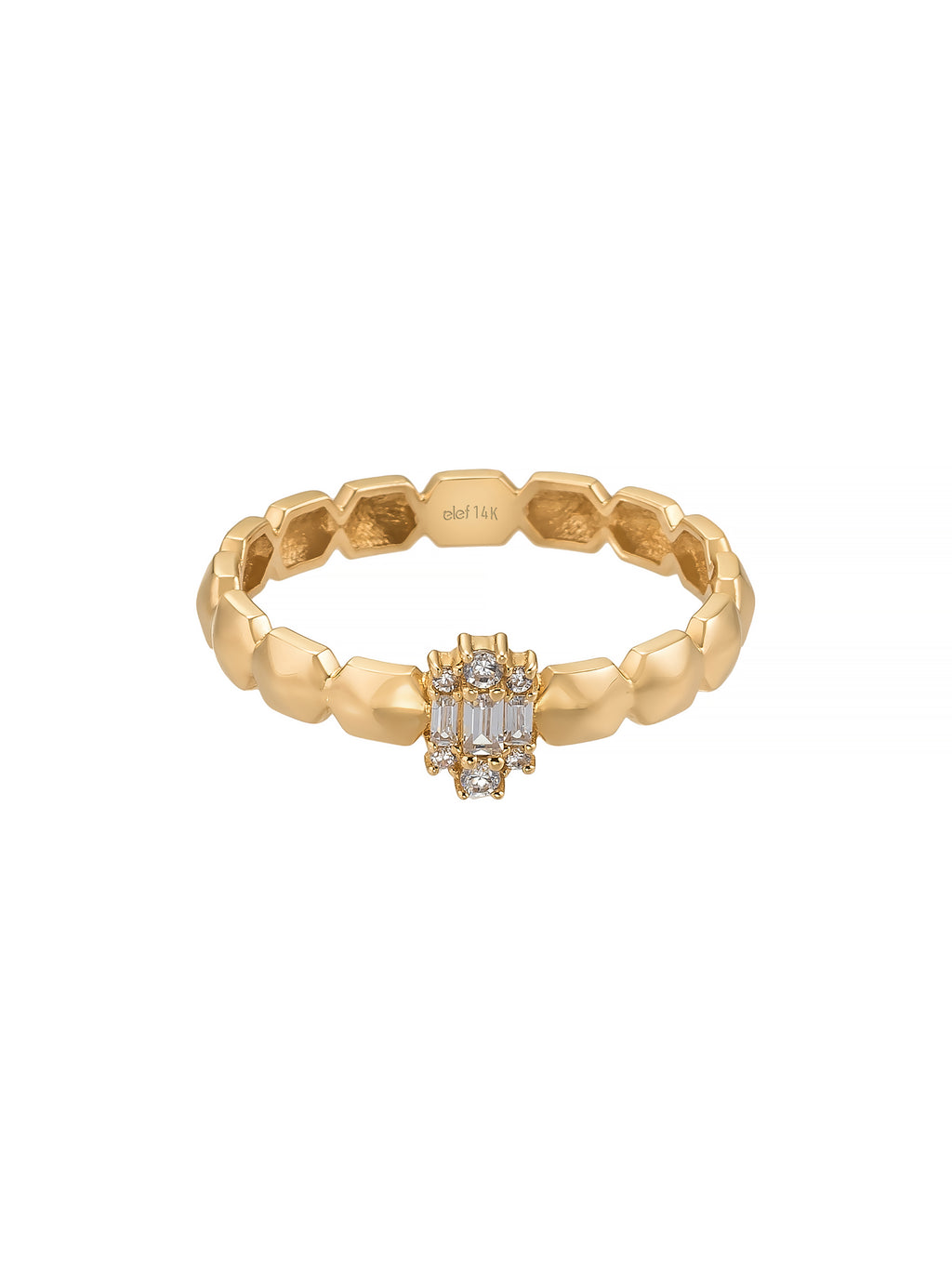 Baguette Stone Geometric Ring in 14K Gold