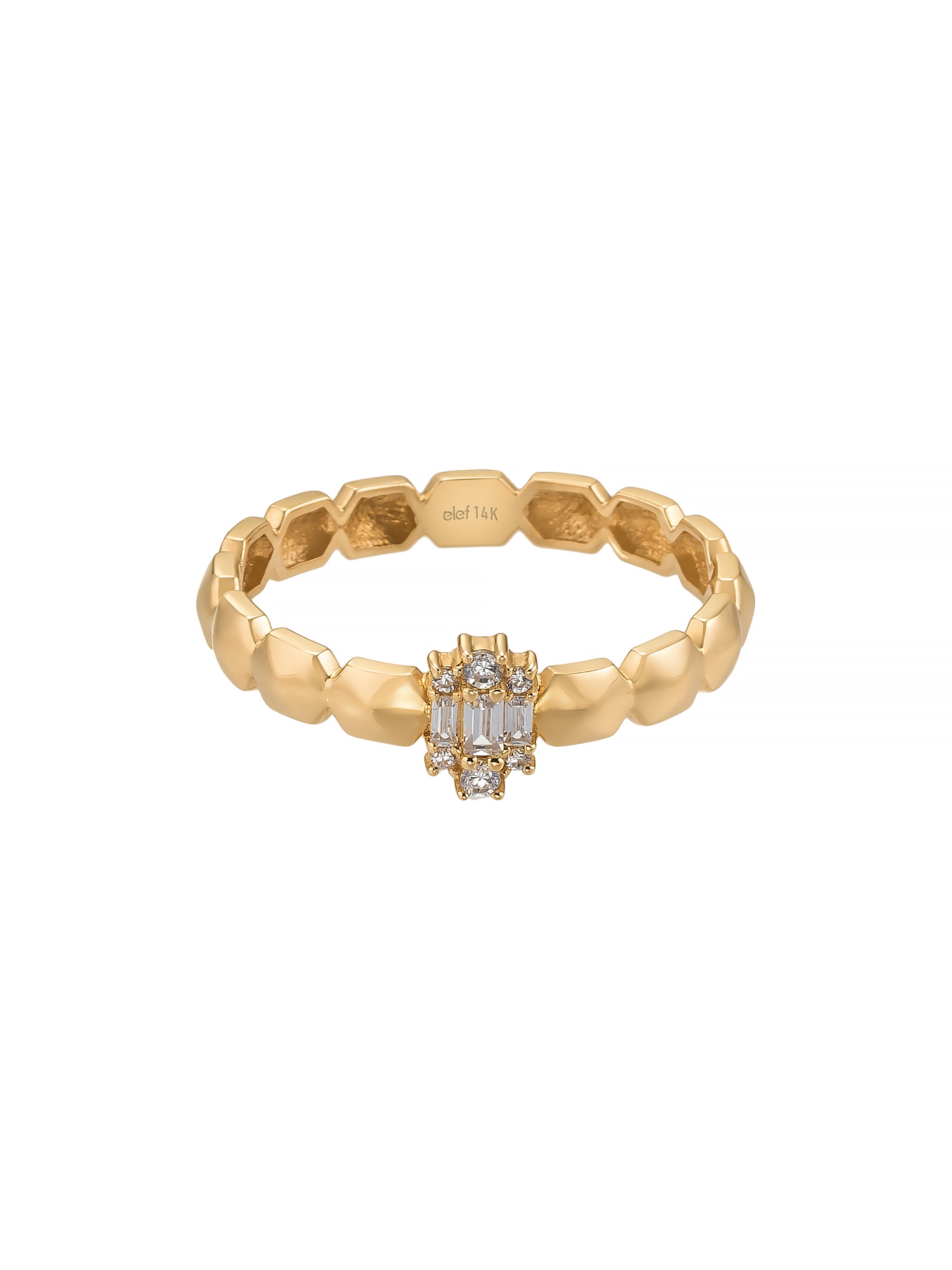 Baguette Stone Geometric Ring in 14K Gold
