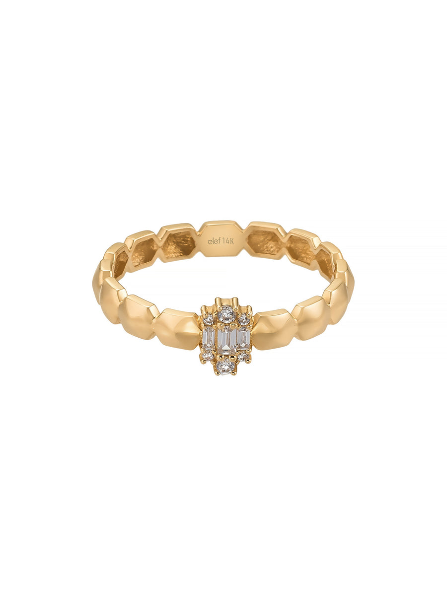 Baguette Stone Geometric Ring in 14K Gold