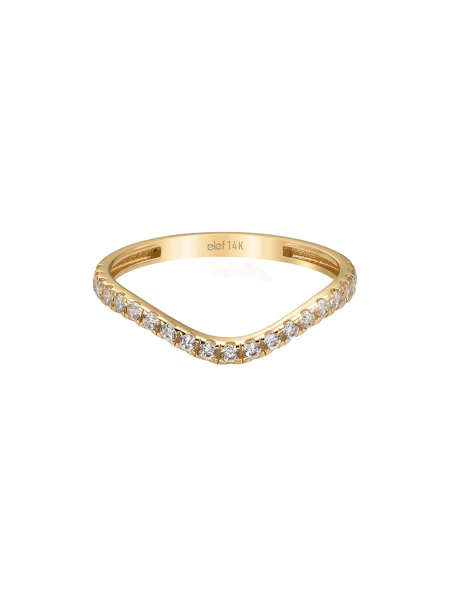 V-Shaped Stone-Set Ring in 14K Gold