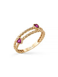 Red Heart Stone Twisted Ring in 14K Gold