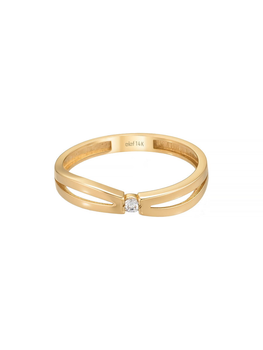 Minimal Solitaire Ring in 14K Gold